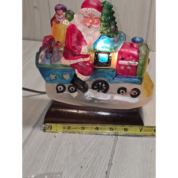 Vtg Old World Christmas Lamp Santa On A Train Hand painted Glass Holiday Decor - Picture 5 of 9
